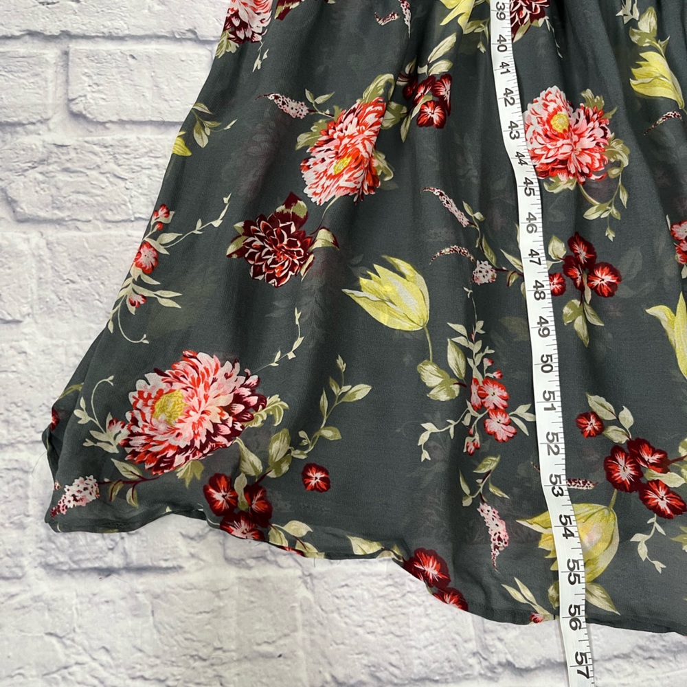 A+ Anthropologie grey gray green Floral Long Sleeve Swim maxi dress 2XL plus - Picture 6 of 9